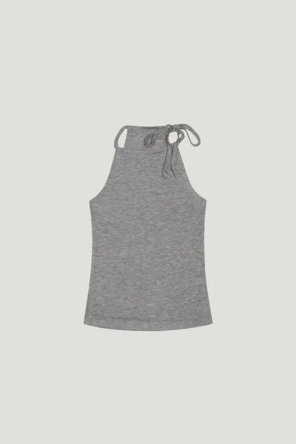 Ribbon Halter Top (gray)