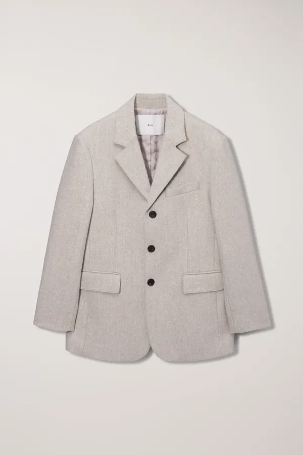UNISEX 3 BUTTON CASHMERE JACKET BEIGE