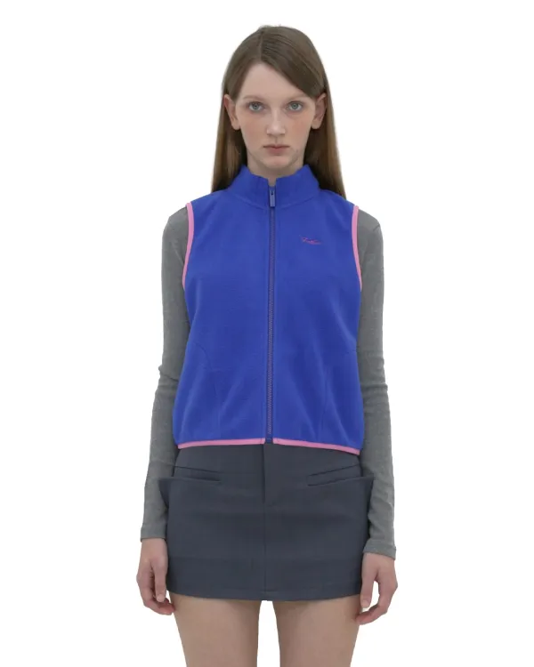 COLOR BLOCK FLEECE VEST, BLUE