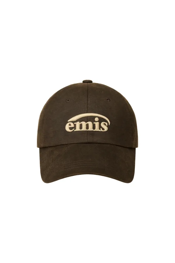 WASHED FAUX LEATHER BALL CAP-BROWN