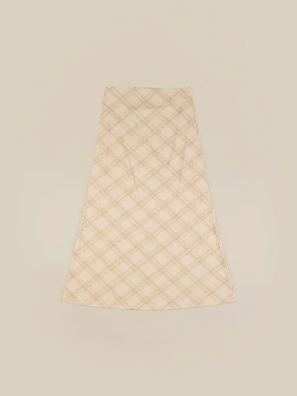 [*9/30 순차 출고 ] CHECK EASE LONG SKIRT [ BEIGE ]