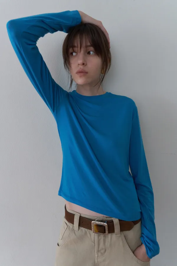 [26FW] SOFT WOOL TENCEL T-SHIRT_CERULEAN BLUE