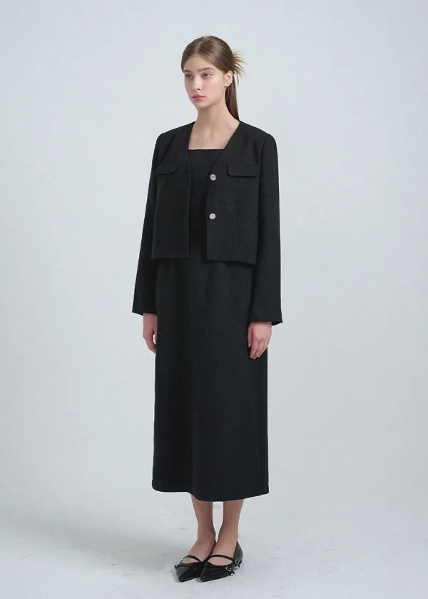  [44-120]  Shaina Tweed Jacket-Dress Setup  샤이나 트위드 자켓-드레스 셋업 (가을-하객룩-격식룩-데이트룩-미팅룩-오피스룩-출근룩-트위드-셋업-드레스-자켓-체형커버-자체제작) 