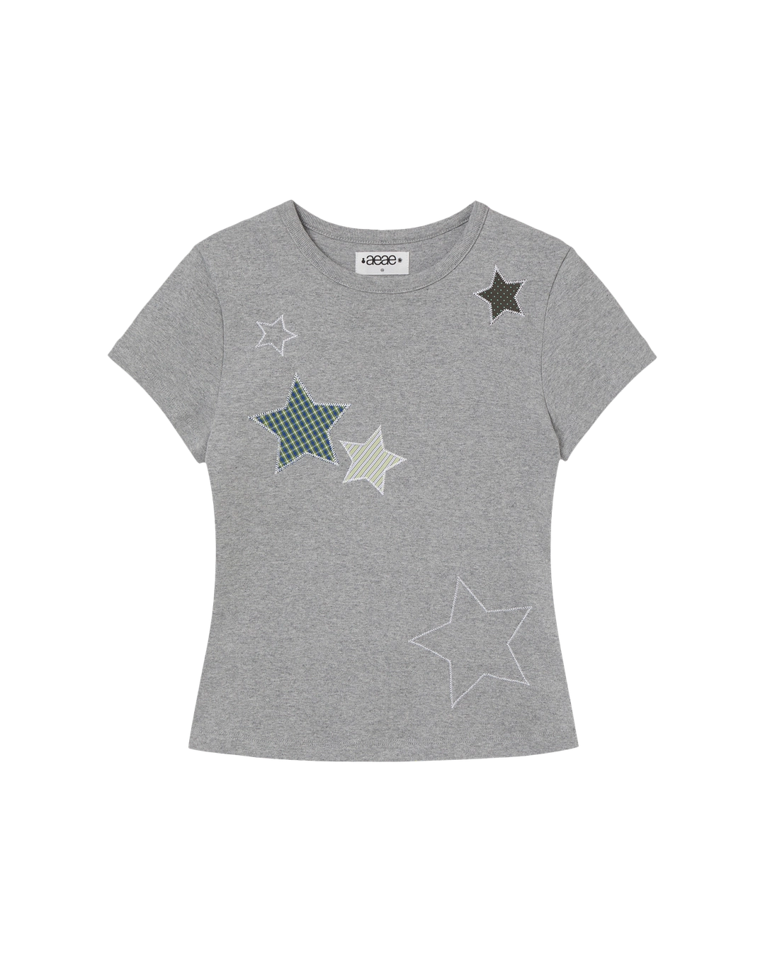 에이이에이이 CHECK STAR TEE [MELANGE GREY] 상품 이미지 1