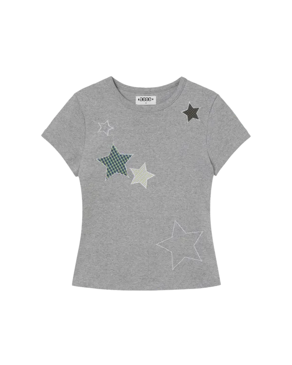 CHECK STAR TEE [MELANGE GREY]