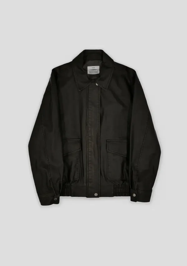 Vintage leather blouson jacket (brown)