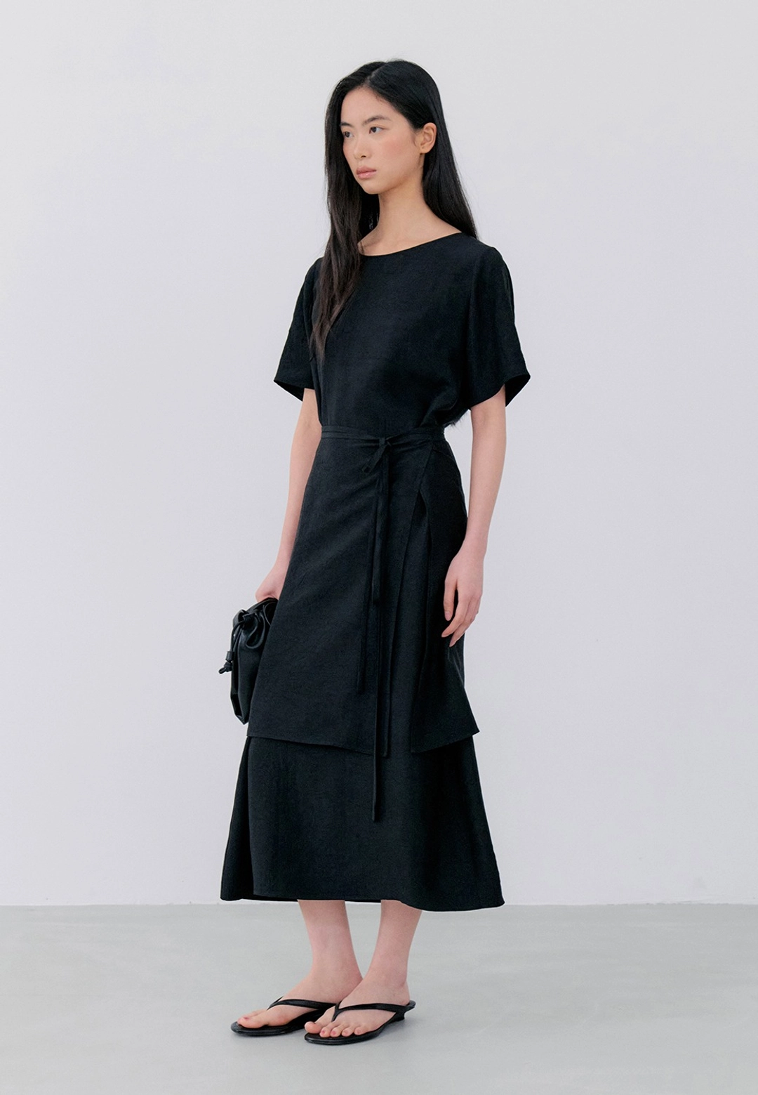 노티아 SLEEK LAYERED LAP ONE PIECE - BLACK 상품 이미지 1