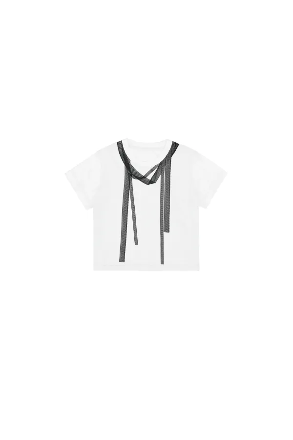 LACE SCARF PRINTING TOP [WHITE]