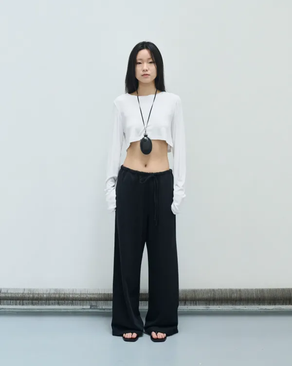 Wide leg jersey pants (black)
