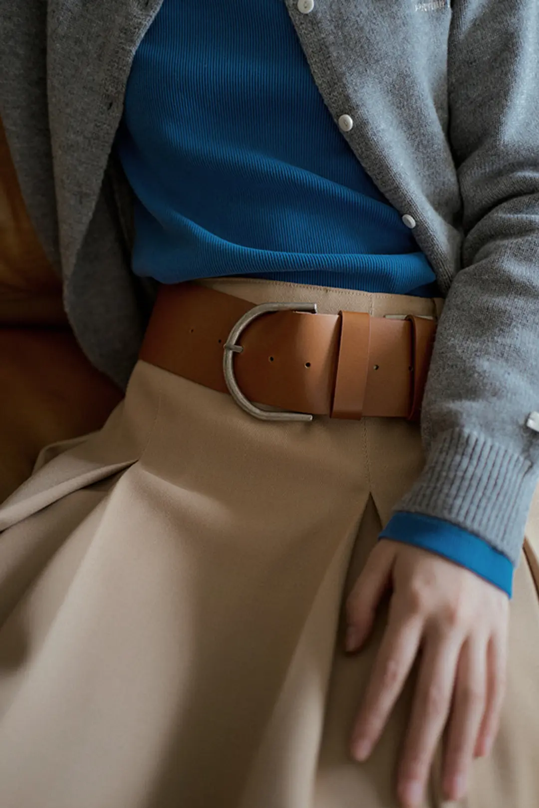 오버듀플레어 COW LEATHER WIDE BELT_CAMEL 상품 이미지 2