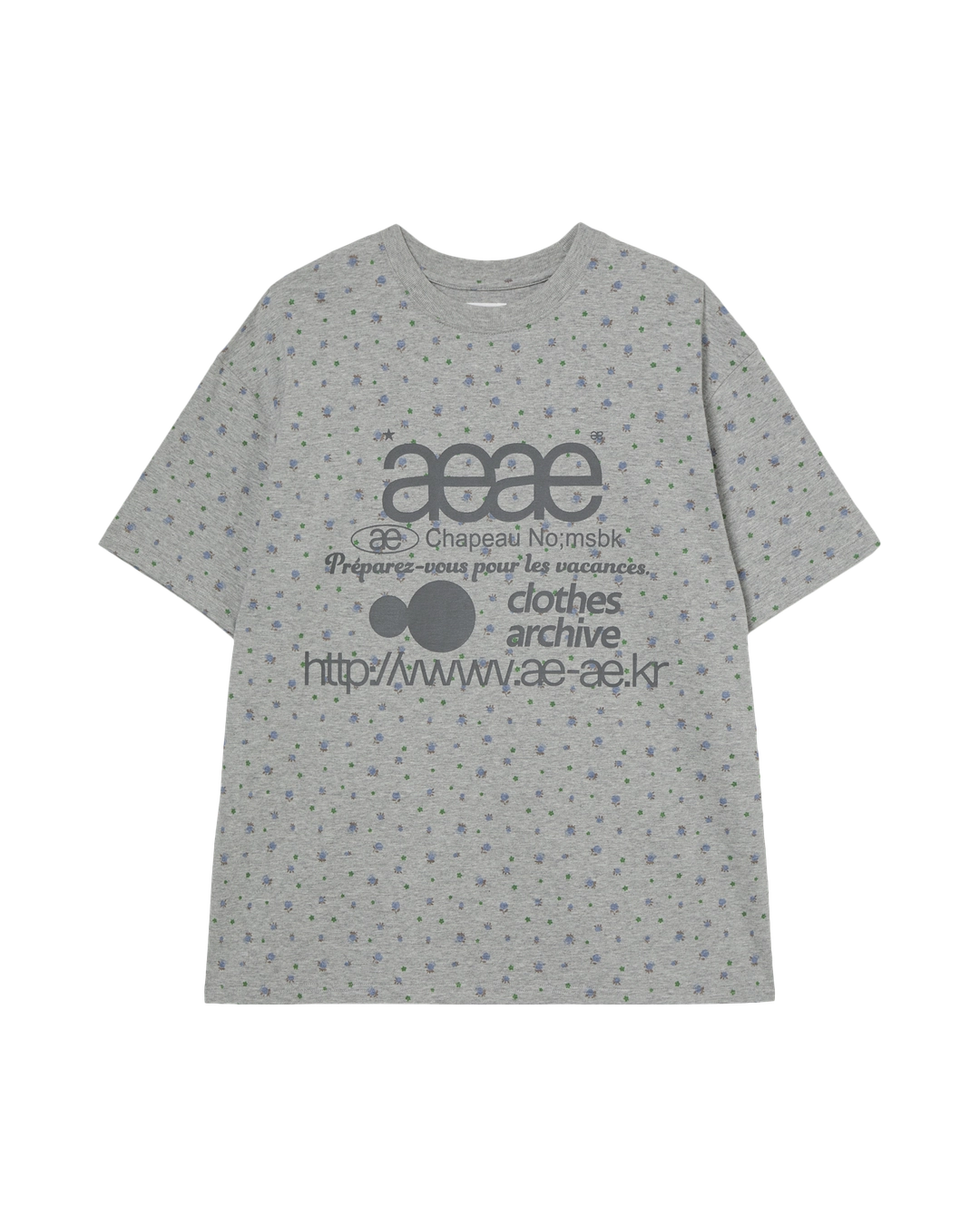 에이이에이이 [6/11 예약발송] WEB LOGO FLOWER T-SHIRTS [MELANGE GREY] 상품 이미지 1