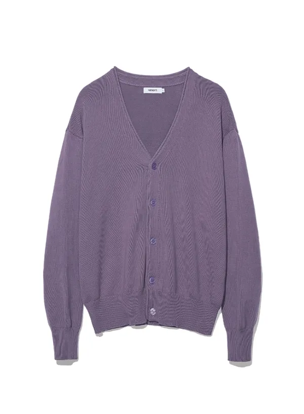V Neck Knit Cardigan_Purple