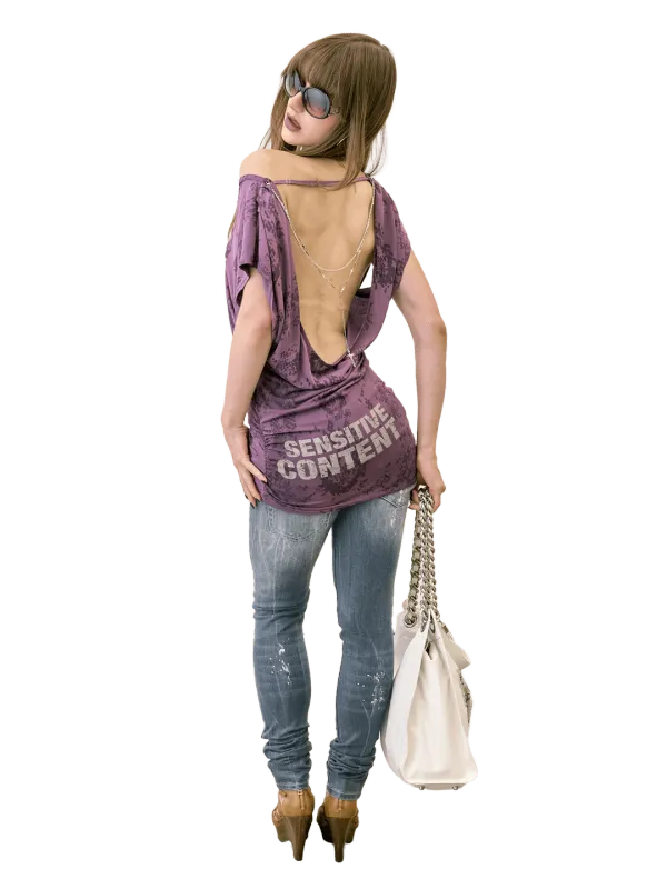 Rosary Backless Dress Purple