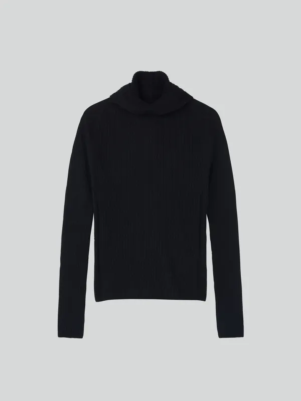 HAIRY BALACLAVA KNIT TOP (BLACK)