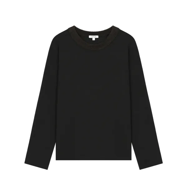 [아울렛] Knit Cuff Long Sleeves T-shirt (니트 커프 롱 슬리브 티셔츠) Black