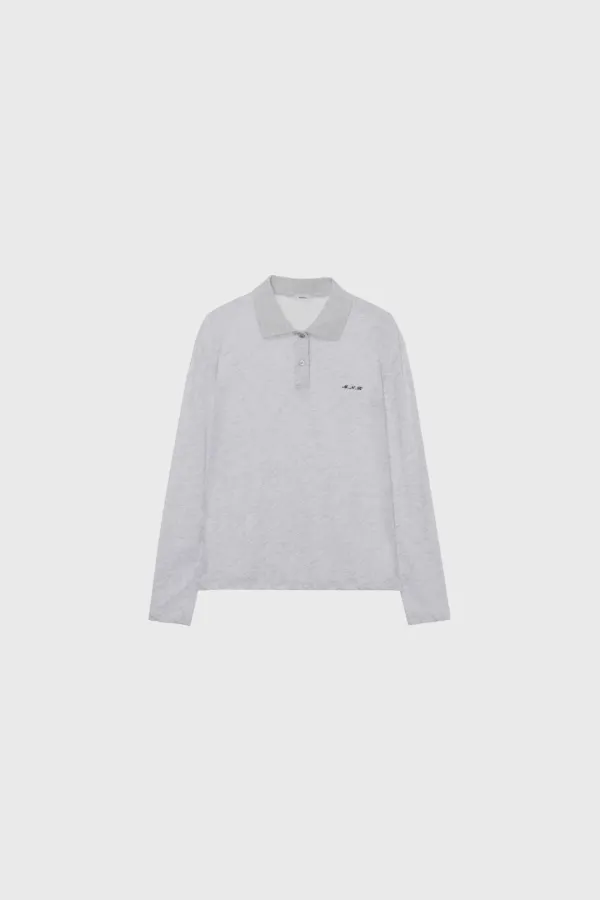 Cotton collar t-shirt (navy / light gray / gray)