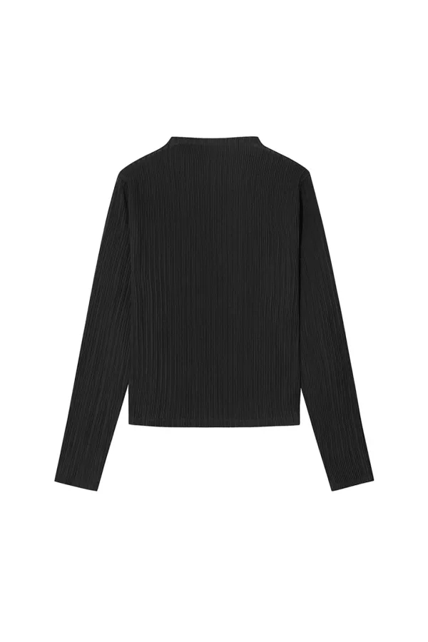AUBE PLEATS MOCKNECK LS TOP [BLACK] - LE17SEPTEMBRE