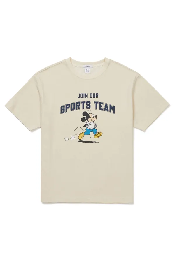 [26SM clove] Mickey_Sports T-Shirt (Light Beige)