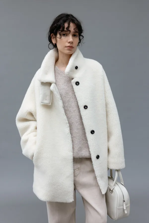 Shearling Half Coat (Ivory)