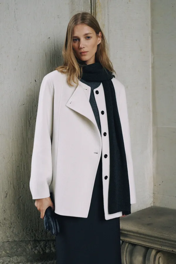 Cashmere 10% Handmade Round Double Front Jacket [LMBFWICT717]-Dove [10/21 예약배송]