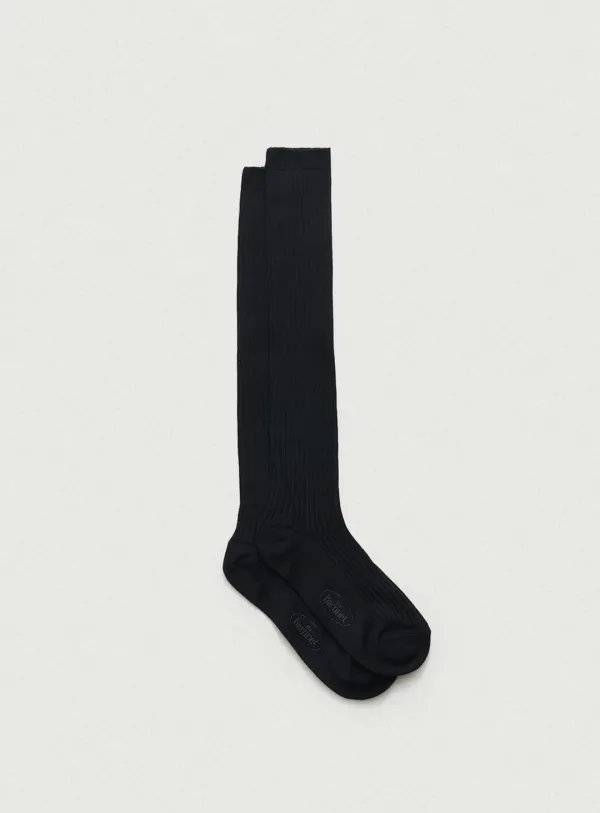 Ribbed Knee-High Knit Socks