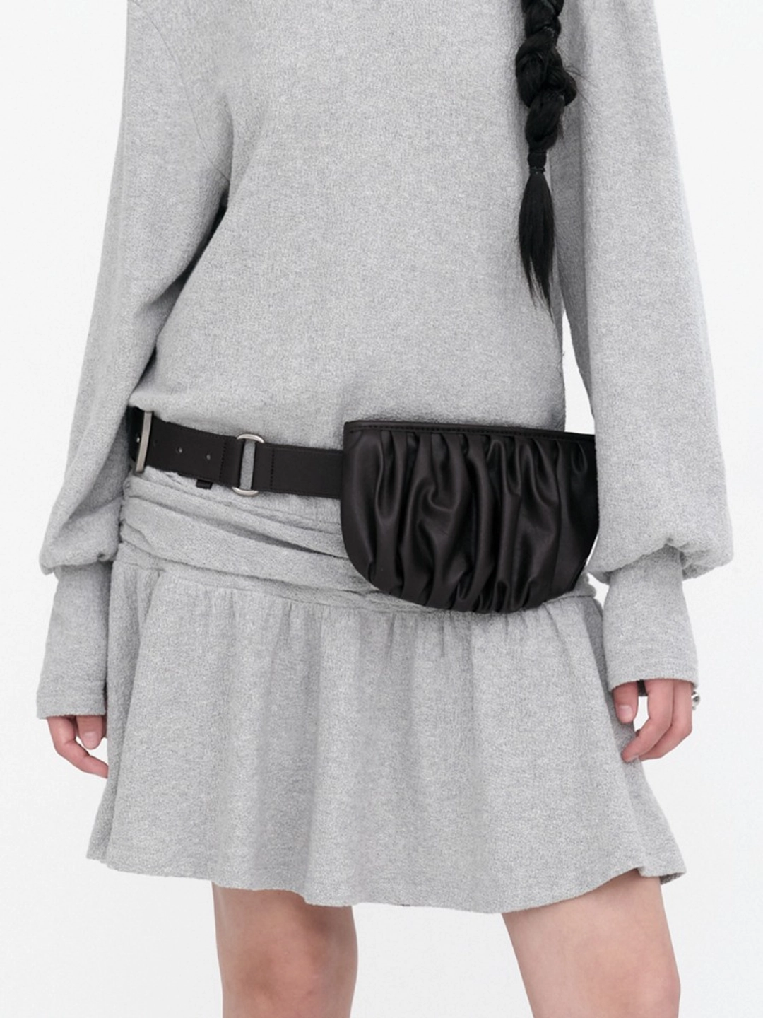 밀로 우먼 Leather Shirring Pocket Belt [Black] 상품 이미지 1