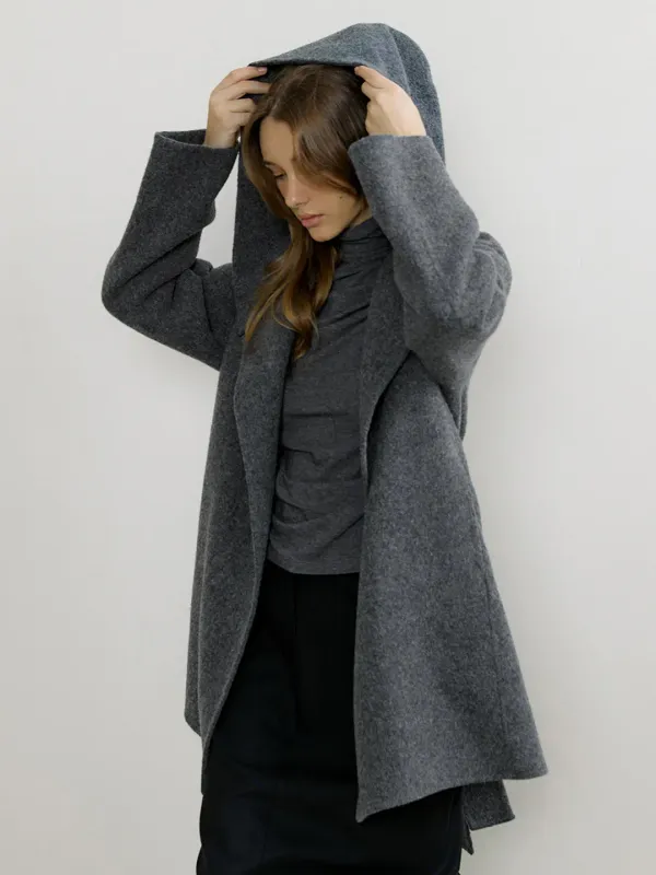 HAND MADE HOOD COAT_GRAY