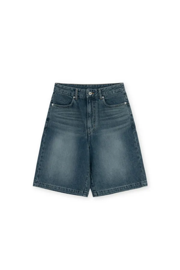 W Bermuda Denim Pants, Indigo