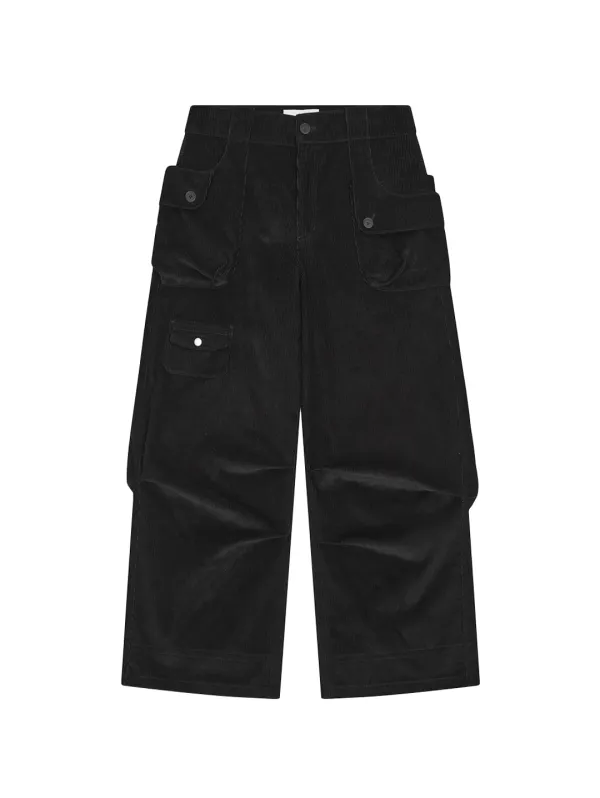 BUTTON POCKET CORDUROY PANTS [BLACK]