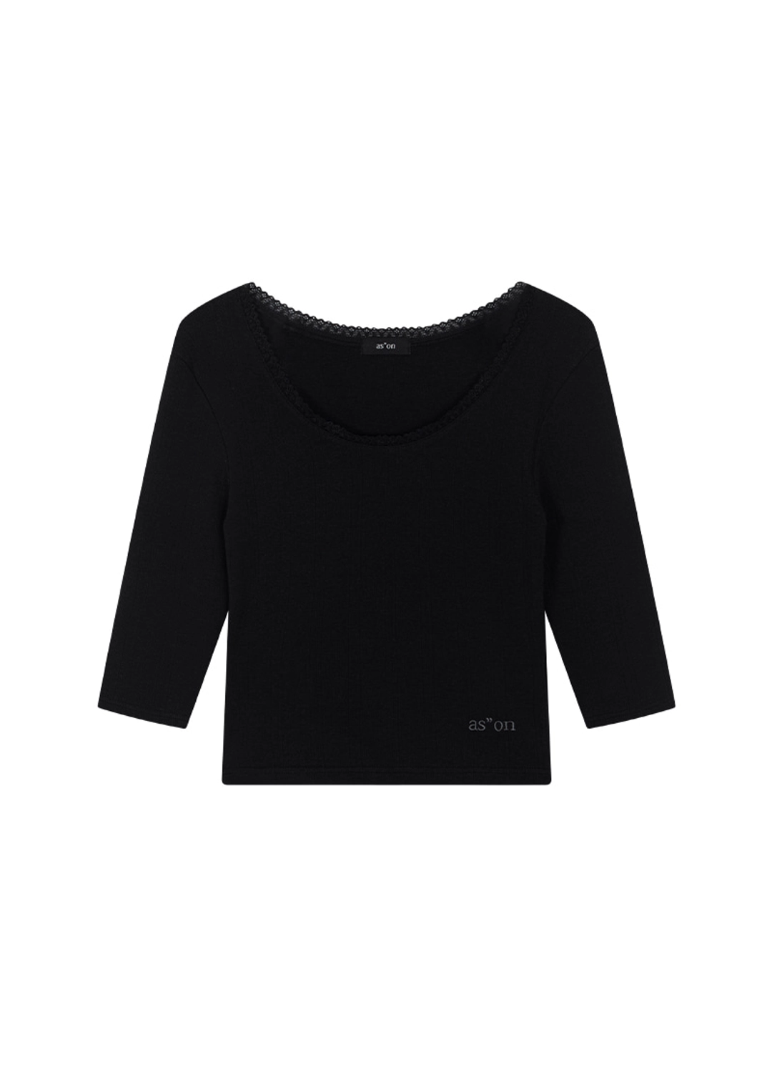 애즈온 POSY LACE TRIM TEE / BLACK 상품 이미지 1