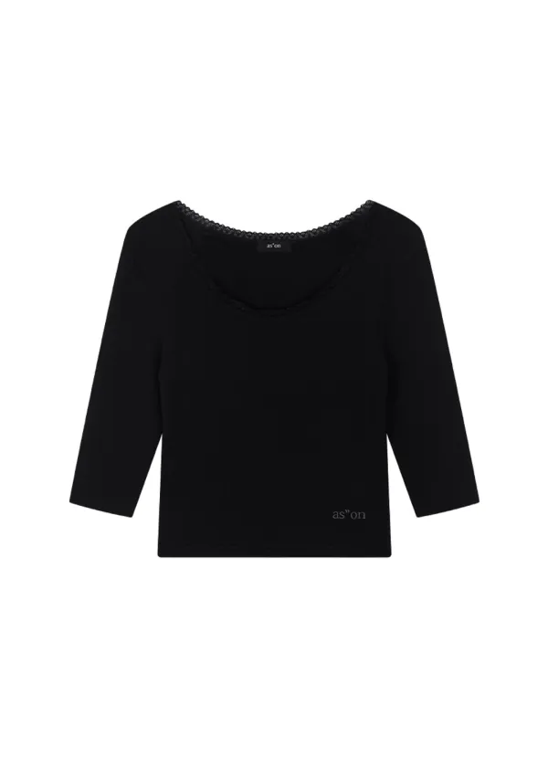 POSY LACE TRIM TEE / BLACK