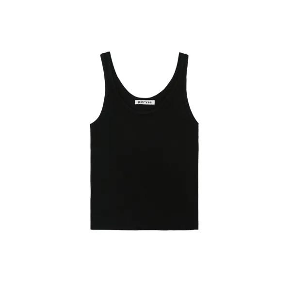 Slim Sleeveless Knit Top (ebony black)
