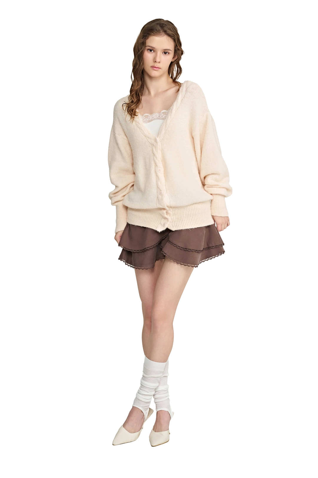 클리시어 Souffle deep v-neck cardigan, Pink 상품 이미지 1