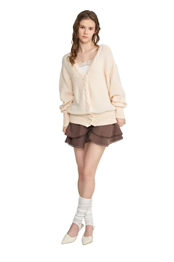 Souffle deep v-neck cardigan, Pink