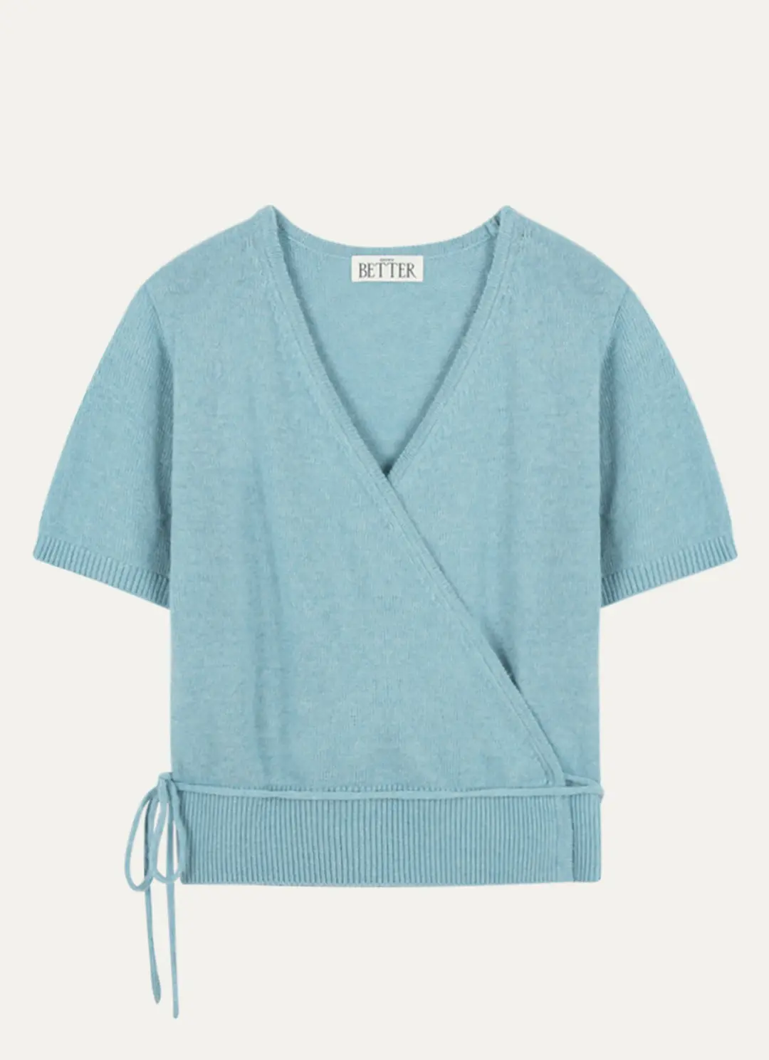 노운베러 V-neck wrap half sleeved cardigan_Mint 상품 이미지 3