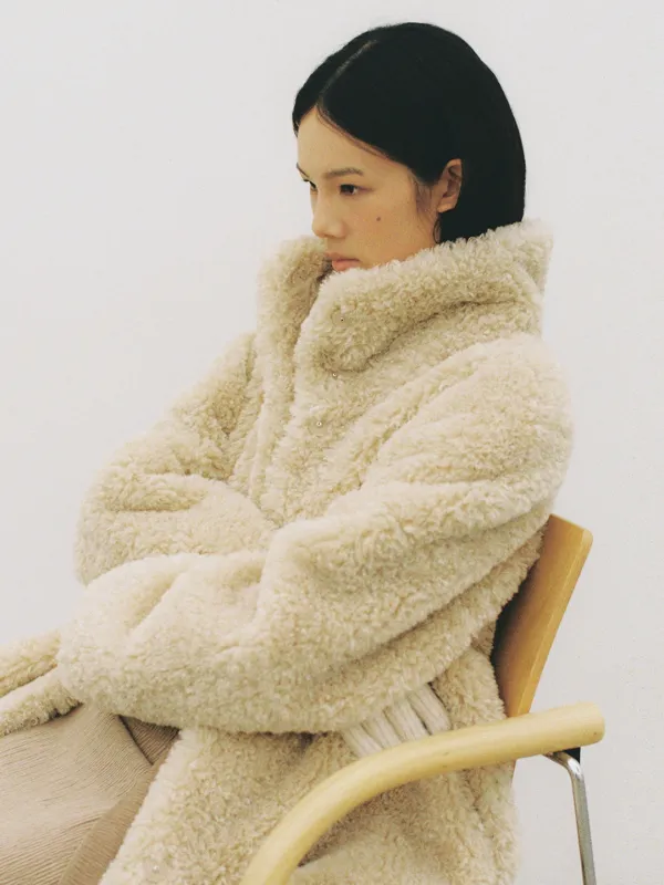 [여울 착용] [27th] BOUCLE RAM HALF FUR-COAT_BEIGE