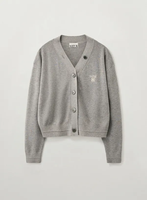 (W) Essential Faro Crop Cardigan - Melange Gray