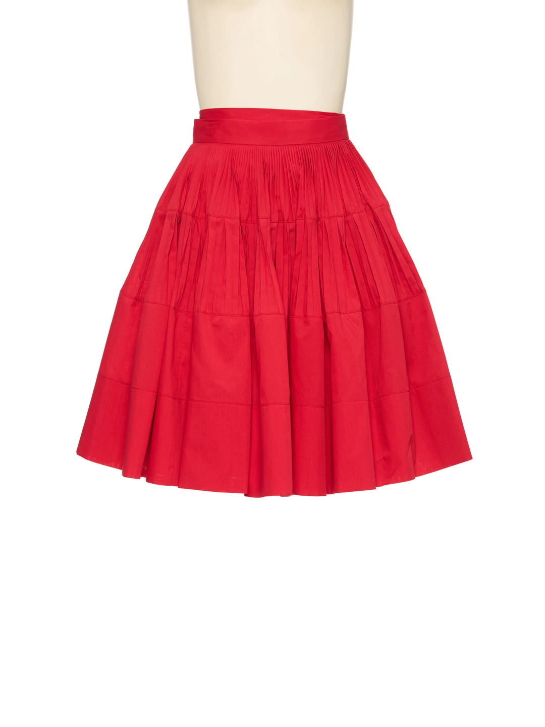 푸쉬버튼 SS26 RED TIERED PLEATED WRAP SKIRT 상품 이미지 1