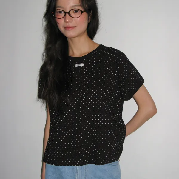 DOT RINGER PUFF T SHIRT BLACK