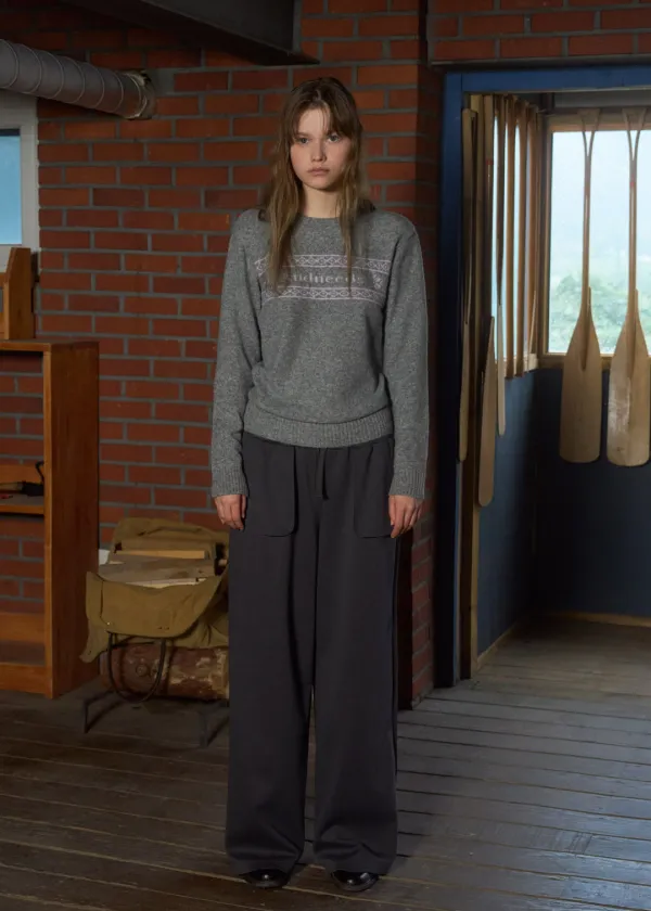 Side pintuck track pants (charcoal)
