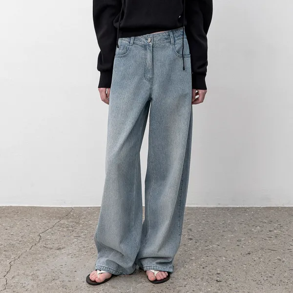 (Z-PT-5742)TEXTURED OVERFIT DENIM PANTS