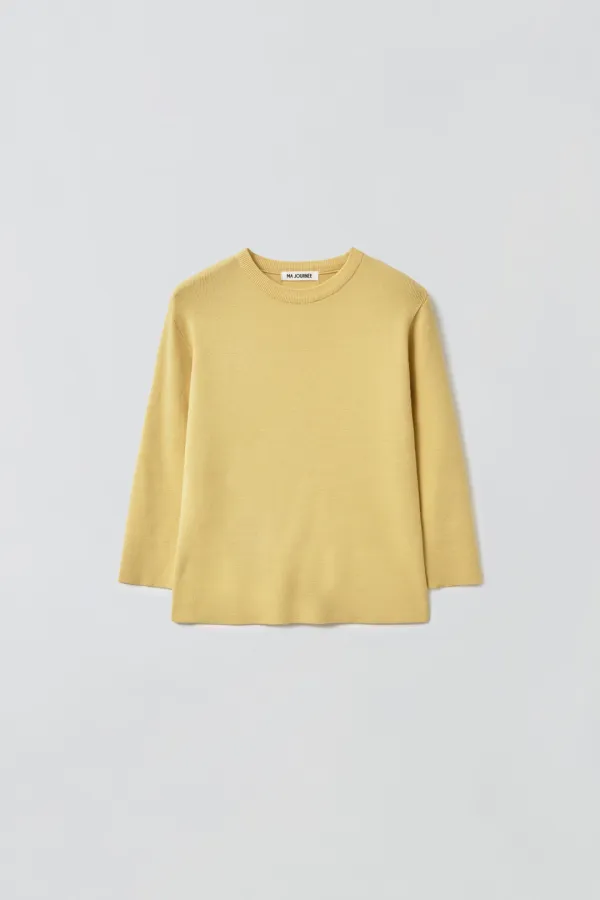 BASIC 3/4 SLEEVE KNIT_YELLOW