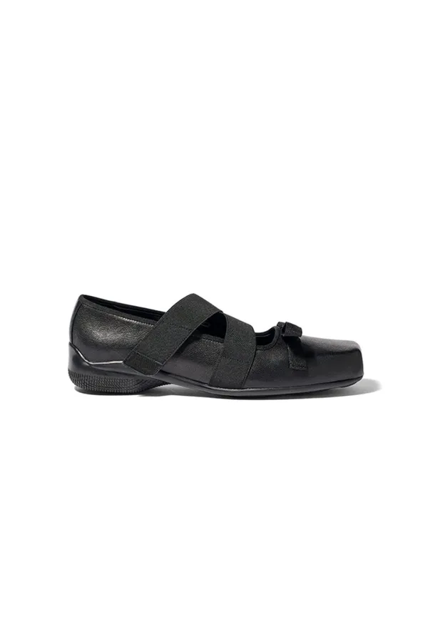 CROSS BAND BALLET FLATS, BLACK