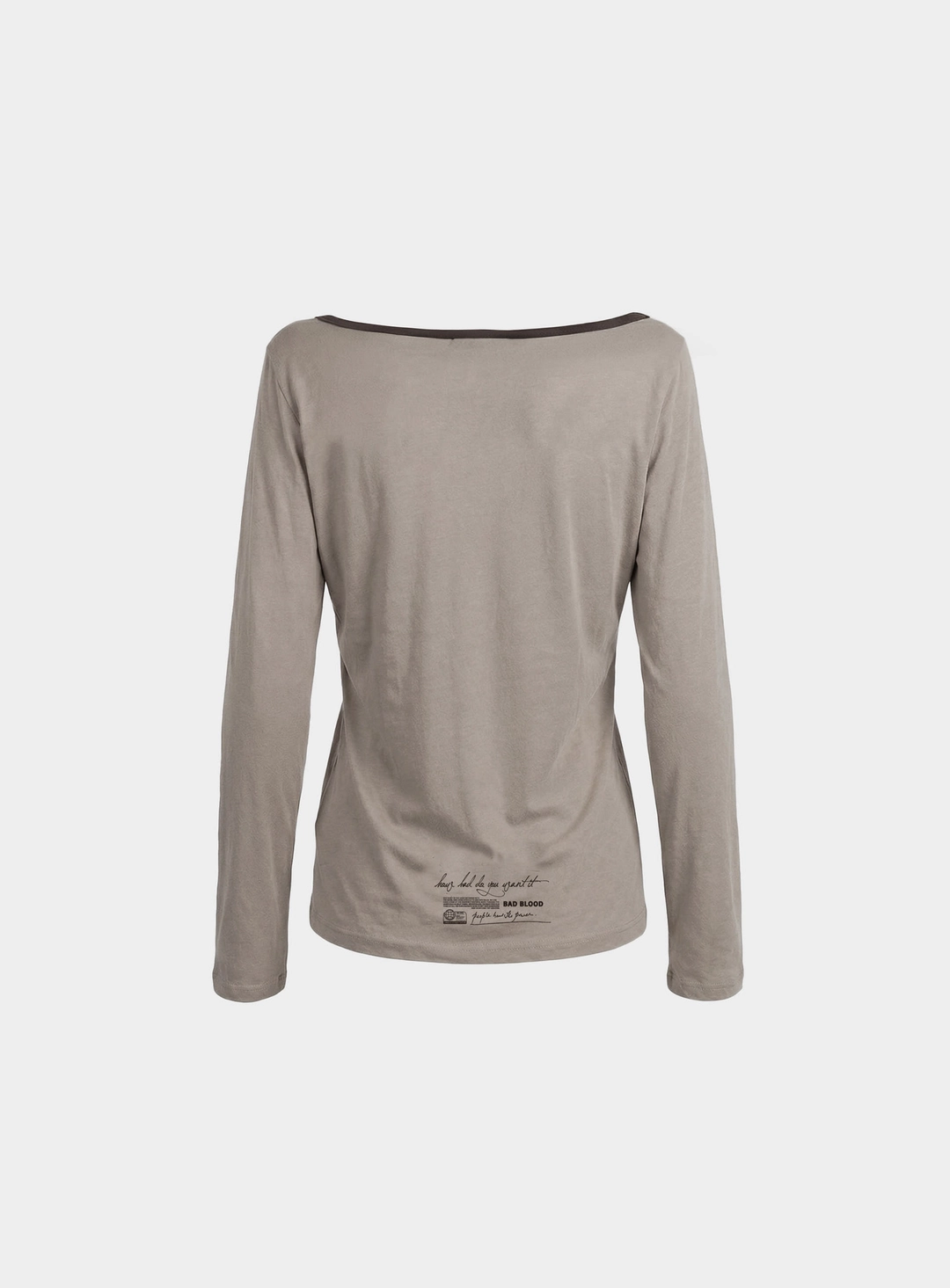 배드블러드 [w-tee26-127] Script Graphic Ringer Loose-Fit T-Shirt - Beige 상품 이미지 2