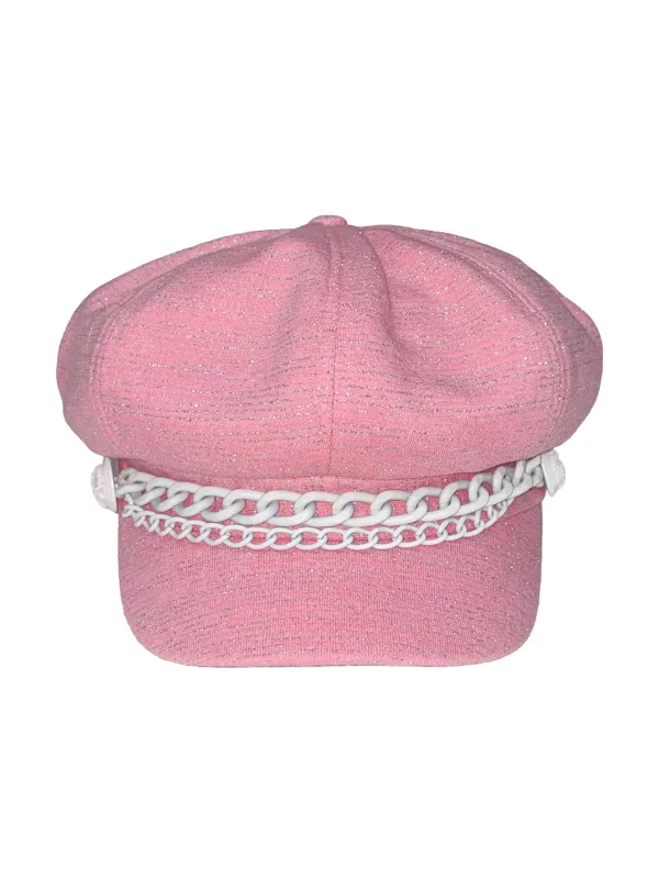 Chain Terry Newsboy Cap Acid Pink