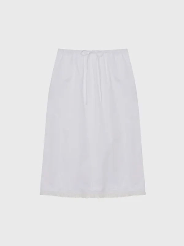 Cotton shirring skirt (white / black)