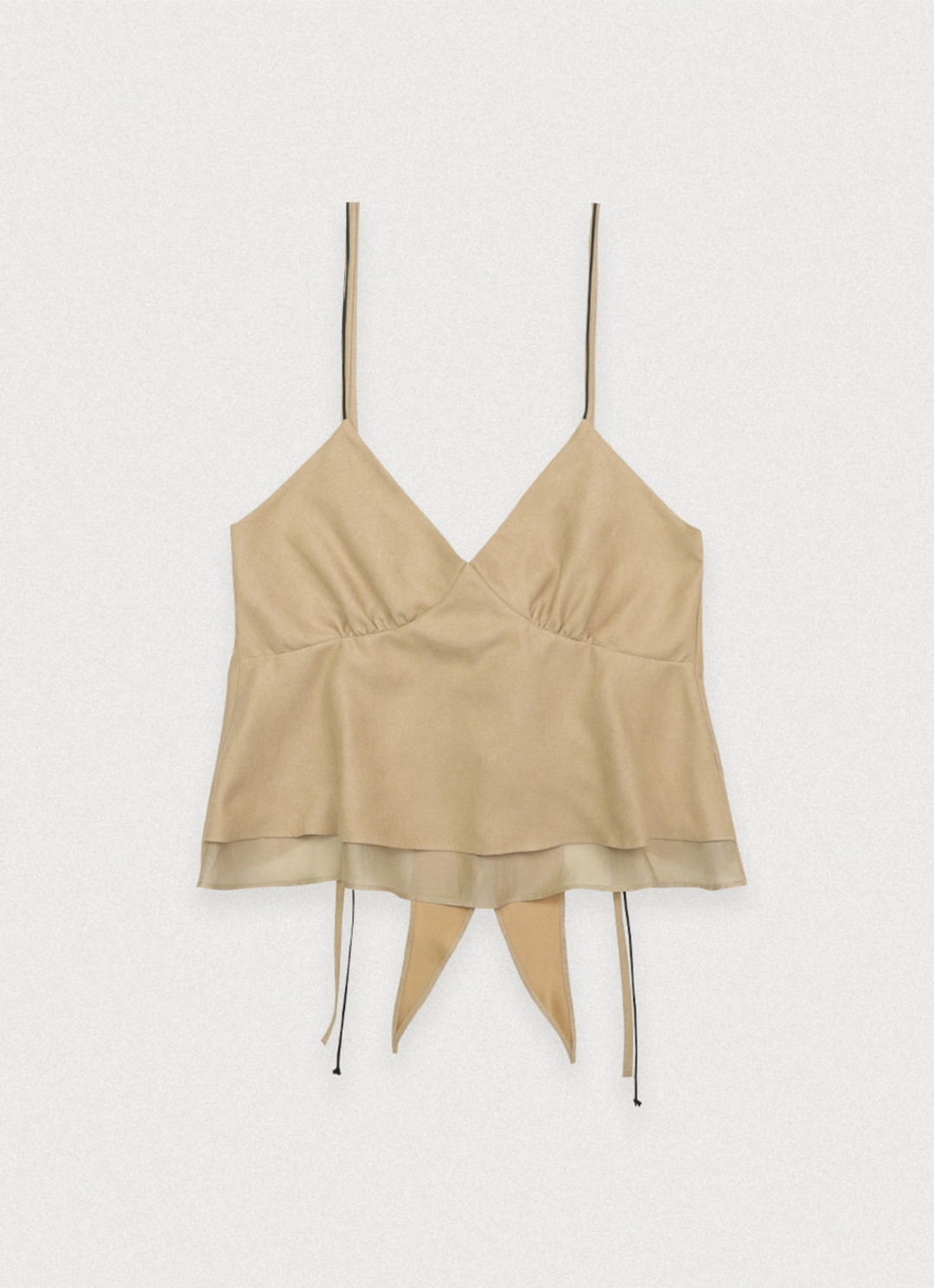 포에토 Tie suede cami blouse - beige 상품 이미지 1