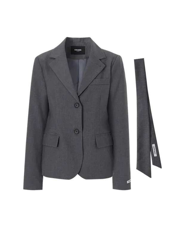 CLASSIC BLAZER & NECKTIE SET_GREY
