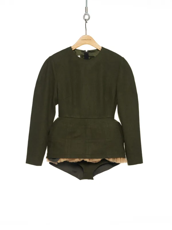 FW25 KHAKI FRILLED HEM MICRO DRESS