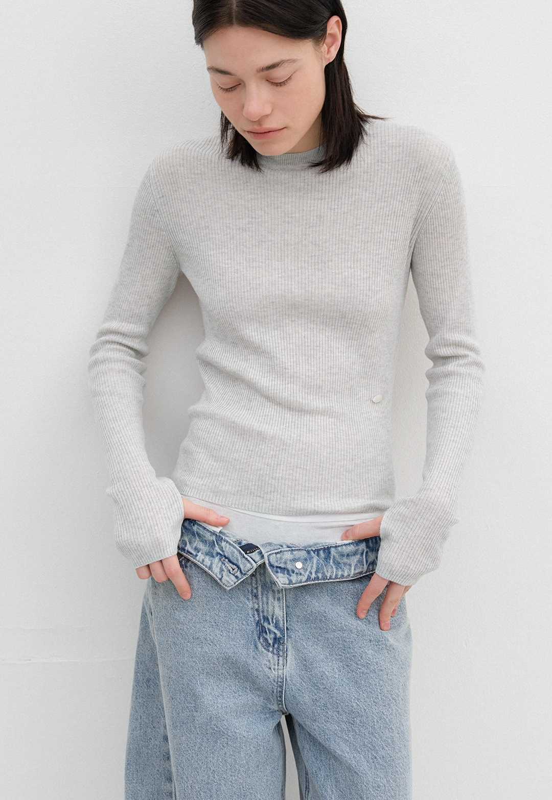 아뜰리에 나인 (T-7190)AN SHEER FRESH RIBBED SLIM KNIT 상품 이미지 2